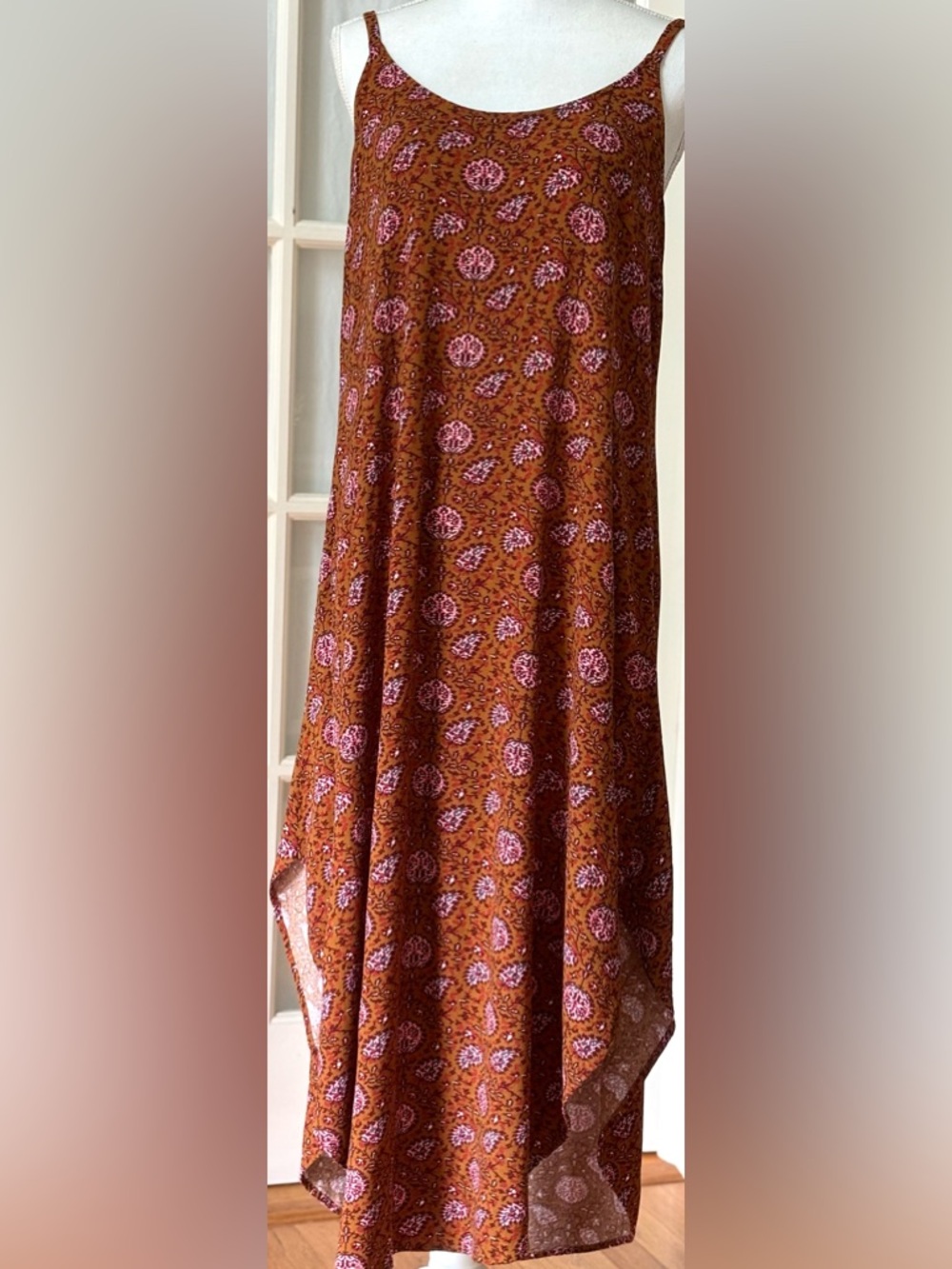 For the Republic Boho Swing Dress Handkerchief Hem Strappy Back Small